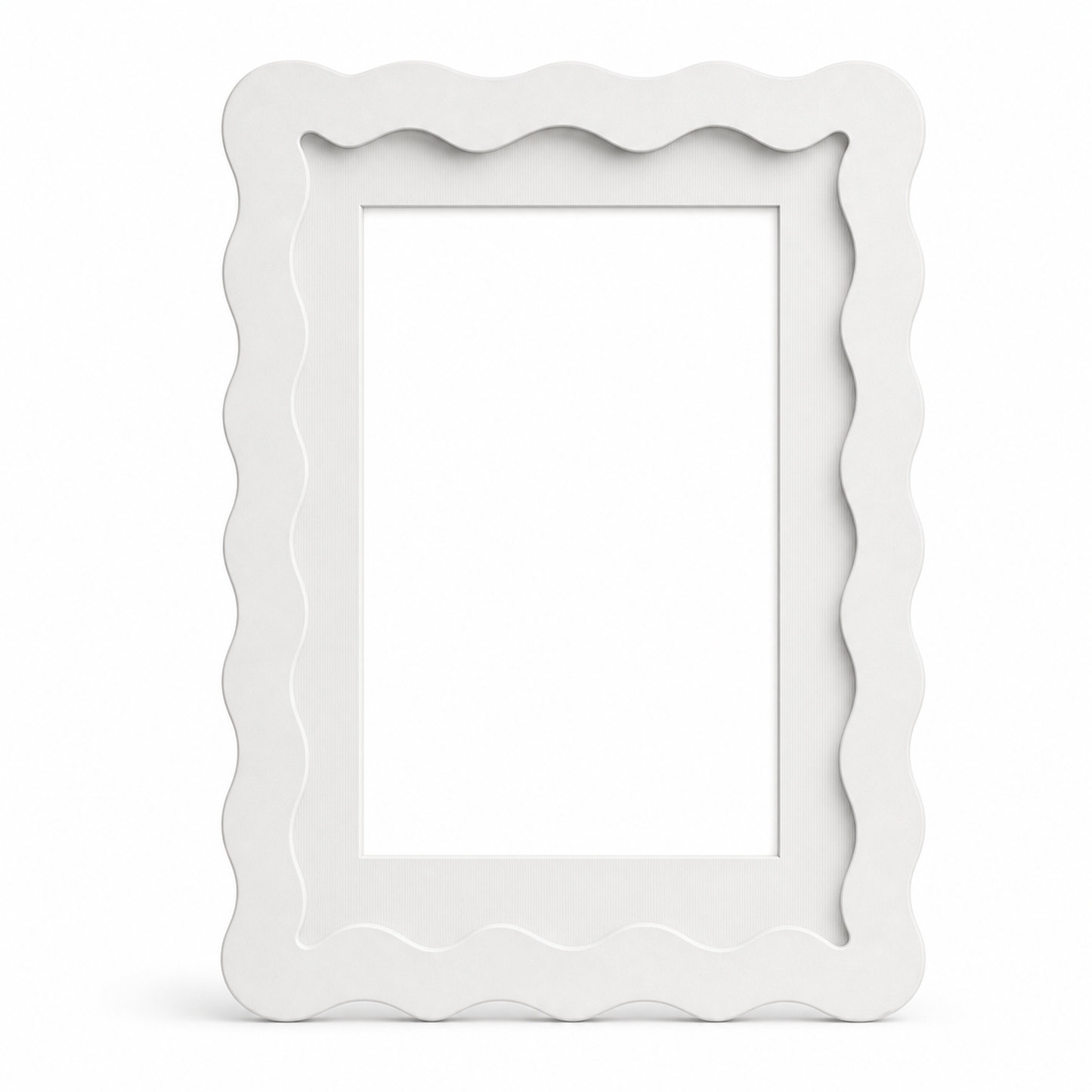White wavy-edge glass photo frame, studio shot
