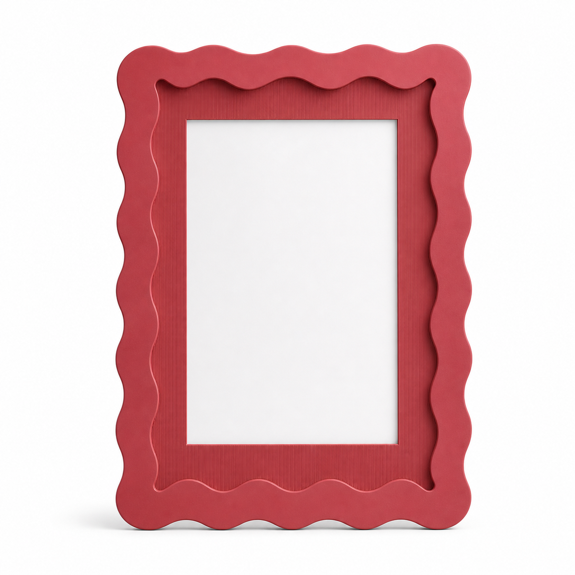 Red wavy-edge glass photo frame, studio shot