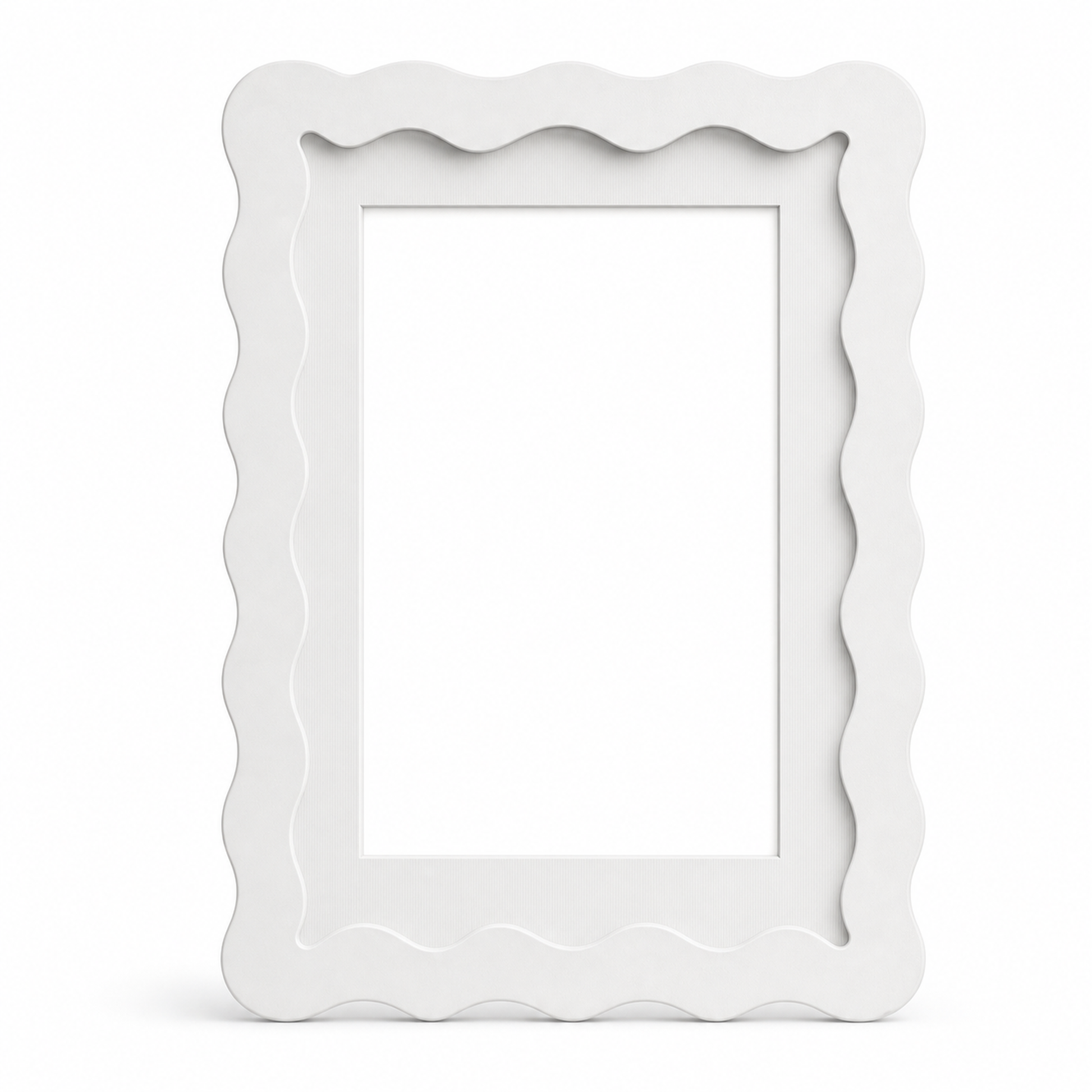 White wavy-edge glass photo frame, studio shot