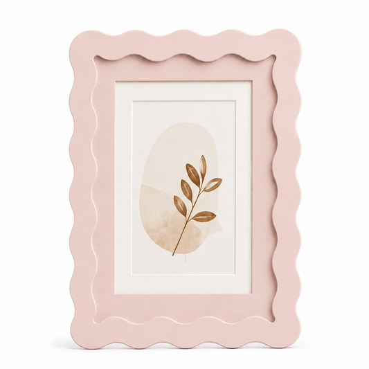 Wavy-Edge Photo Frame — Blush Pink