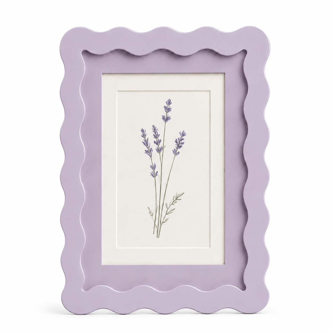 Wavy-Edge Photo Frame — Soft Lavender