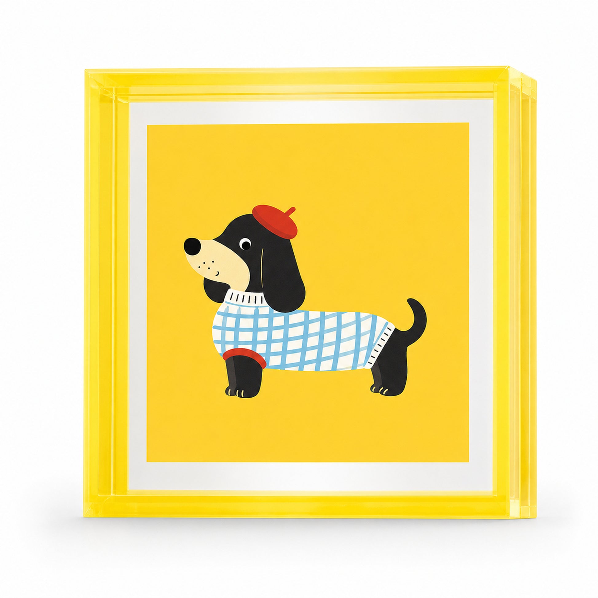 ColorPop acrylic floating frame in Neon Yellow holding a photo
