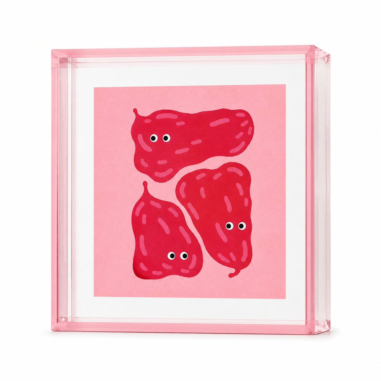 ColorPop acrylic floating frame in Sakura Pink holding a photo