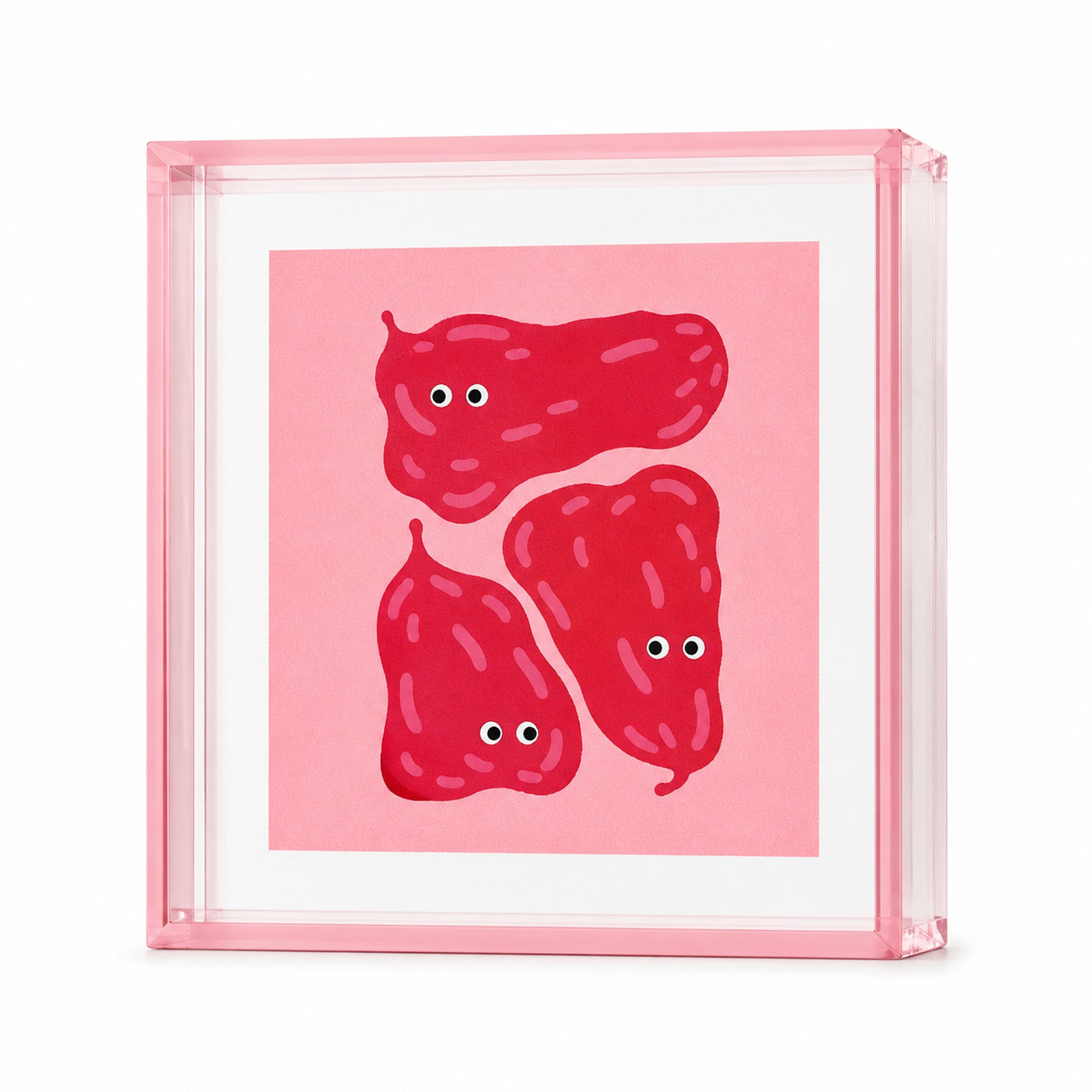 ColorPop acrylic floating frame in Sakura Pink holding a photo