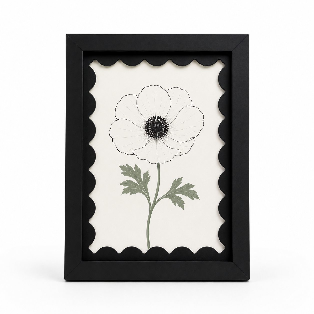 Black scalloped-mat art frame, white background hero shot