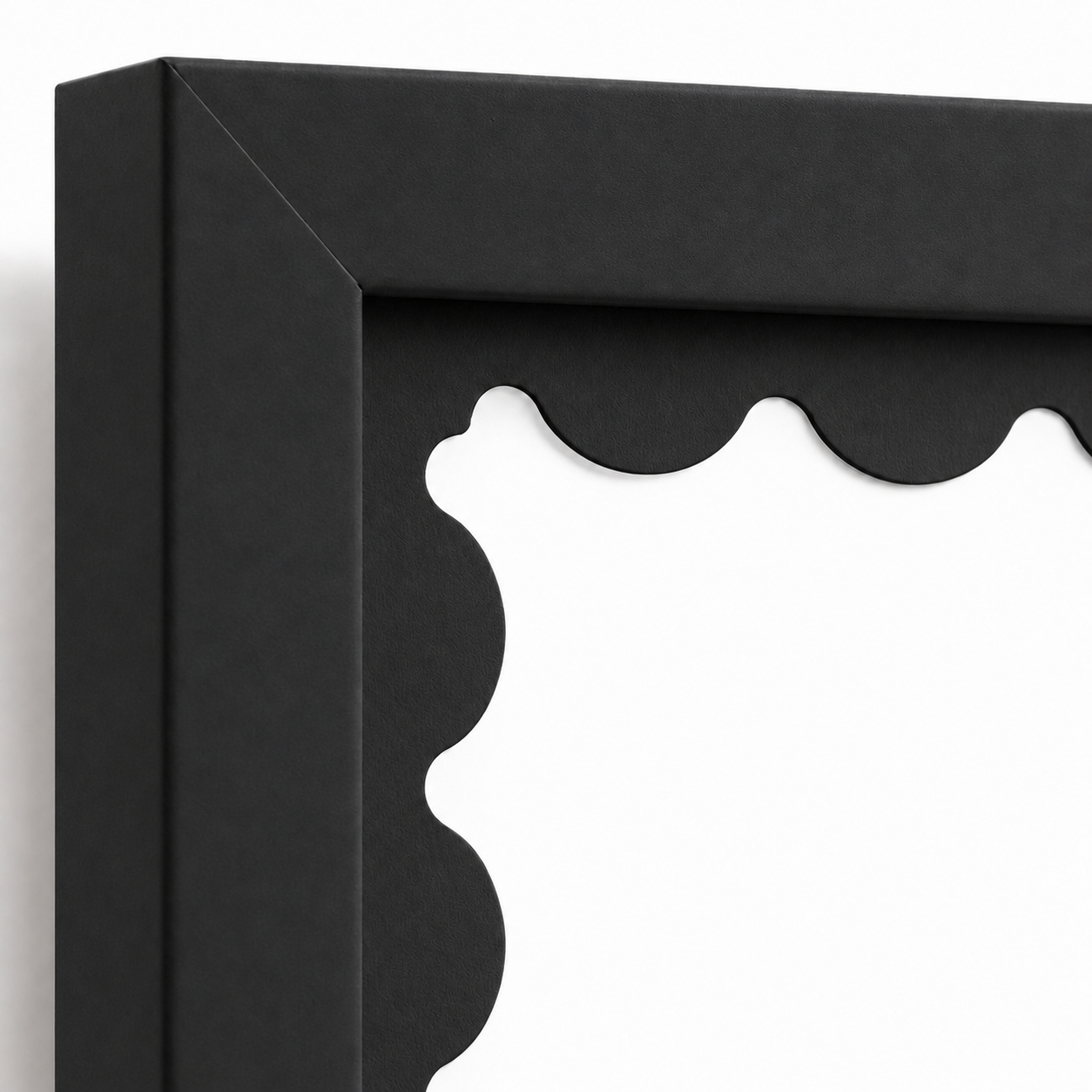 Black scalloped-mat art frame, close-up of scalloped mat detail
