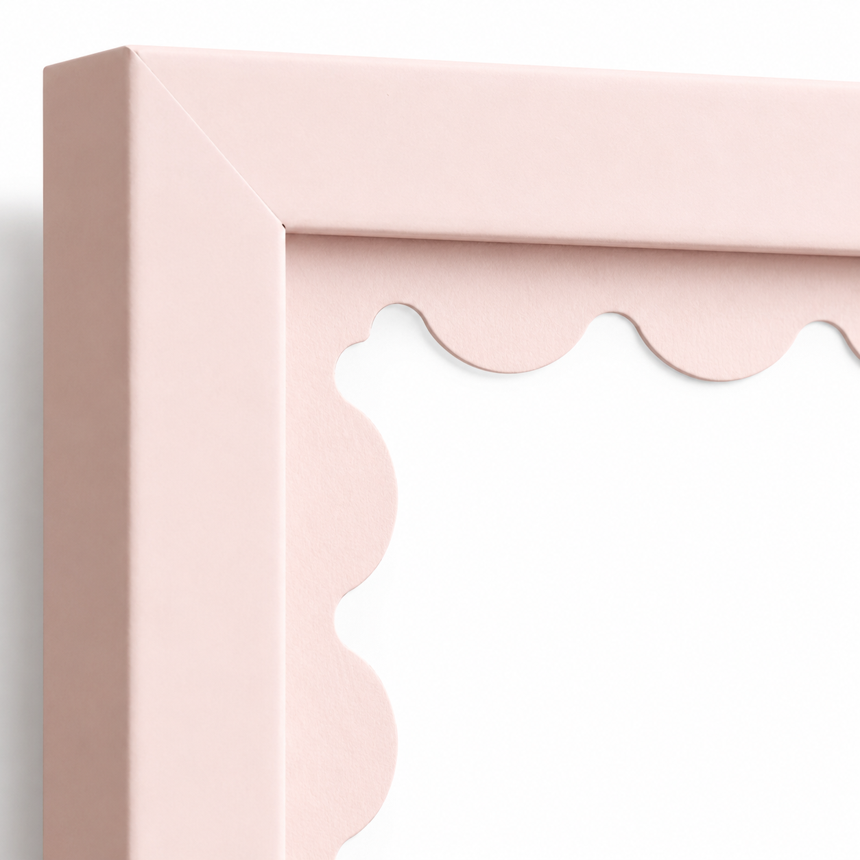Blush pink scalloped-mat art frame, close-up of scalloped mat detail