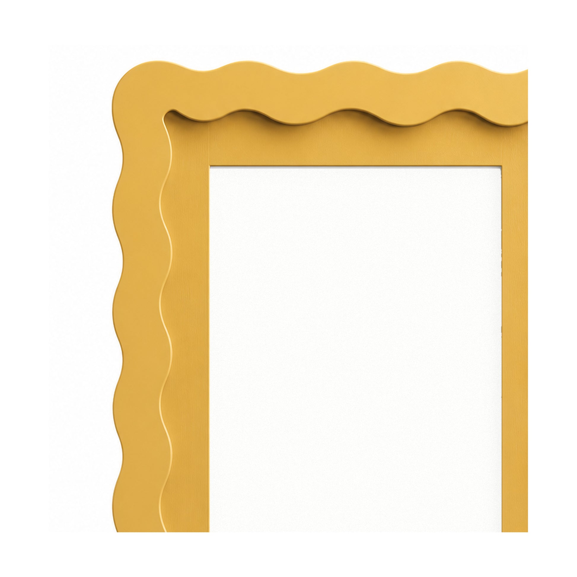 Butter yellow wavy-edge glass photo frame, close-up detail