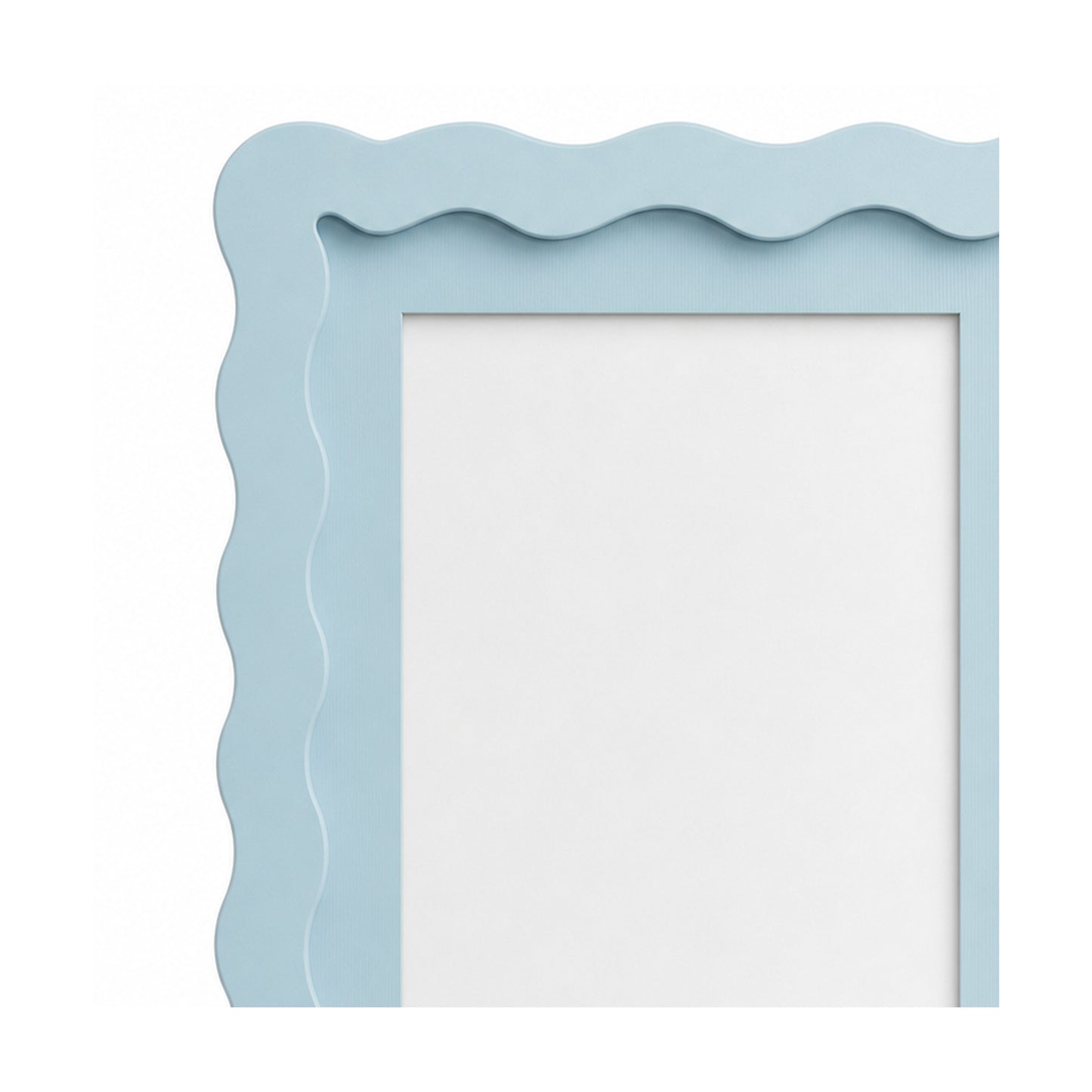 Sky blue wavy-edge glass photo frame, close-up detail