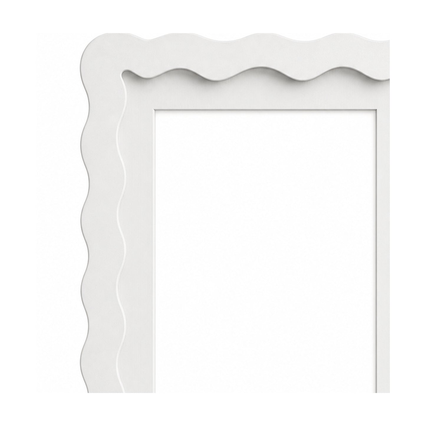White wavy-edge glass photo frame, close-up detail